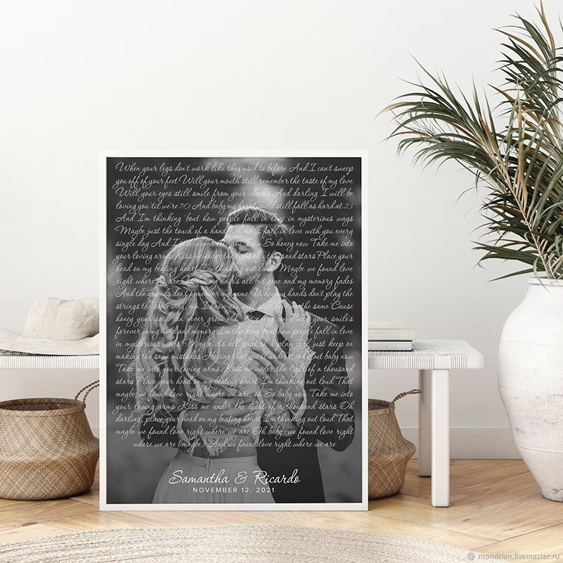 Personalized Wedding Song Lyrics with Photos First Dance Favorite Song Canvas Painting Anniversary Poster Valentine's Day Gift