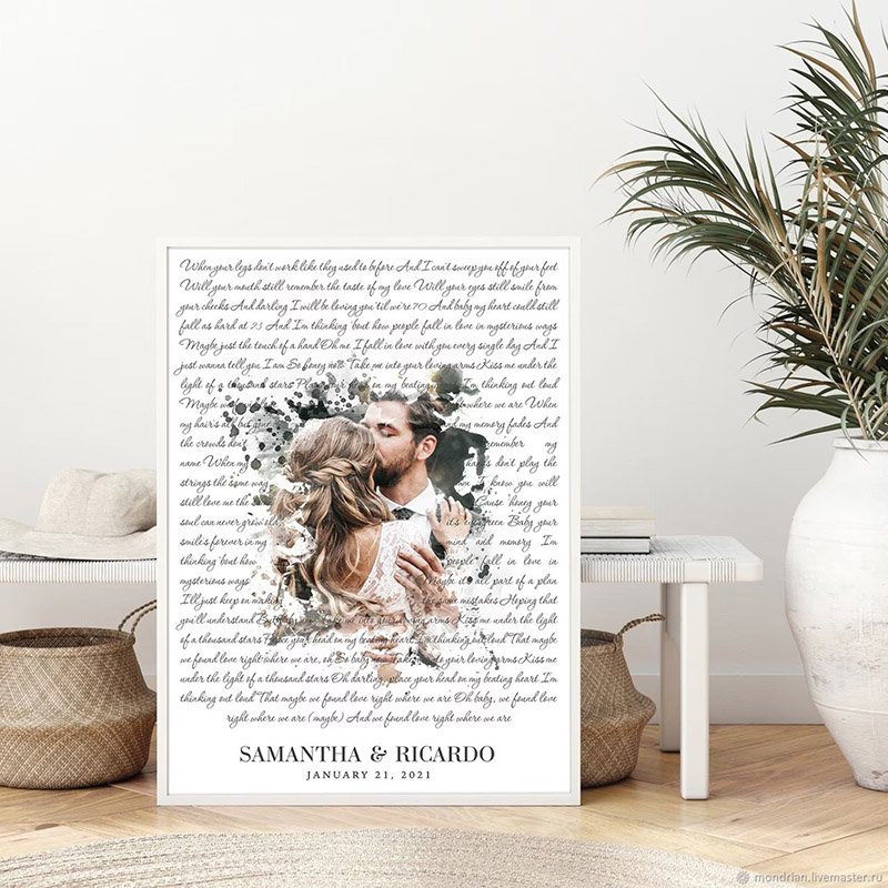 Personalized Wedding Song Lyrics with Photos First Dance Favorite Song Canvas Painting 1st Anniversary Poster Valentine's Day Gift