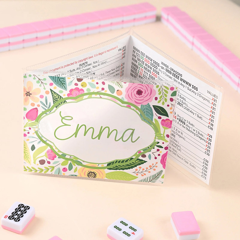 Personalized Multi-Style Colorful Monogram Name Tri-Folded Card Cover Sticker Set Birthday Mahjong Night Gift for Mahjong Lovers