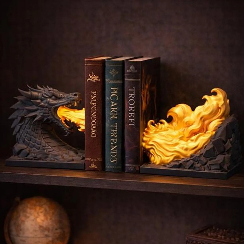 Personalized Dragon Breath Bookend Fantasy Book Nook for DND Game Lovers Book lovers for Game Night Book Corner