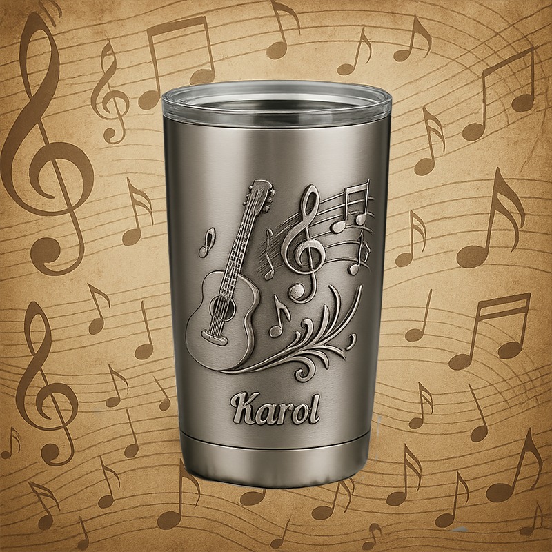 Personalized Guitar Music Stainless Steel Tumbler Custom Name Gift for Guitarists Band Members Music Lovers for Performances Birthdays Holiday Parties