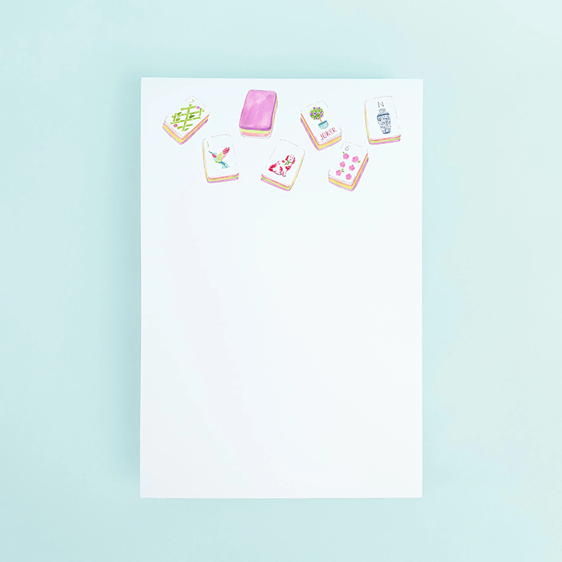 Personalized Large Mahjong Tiles Notepad Watercolor Mahjong Art Stationery Gift To-Do List Grocery List Mahjong Gift for Tile Game Lovers Funny Mahjong Themed Gift