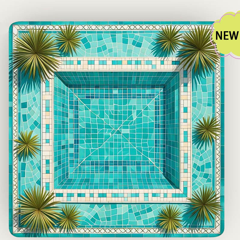 Personalized Mahjong Playing Mat Tropical Pool Mahjong Mat Non Slip Mahjong Game Mat for Mahjong Players