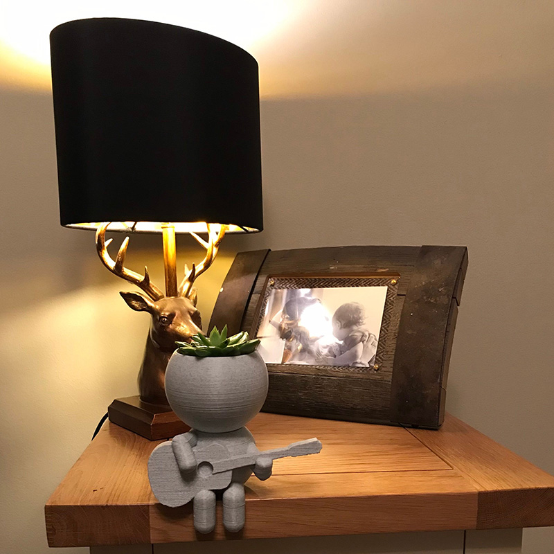 Personalized Acoustic Guitar Player Succulent Plant Pot Air Plant Holder 3D Printed Flower Pot Gift for Guitarist Music Lovers