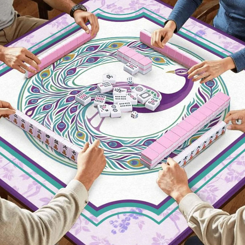 Personalized Peacock Mahjong Playing Mat Elegant Mahjong Table Mat Grandmillennial Mahjong Decor Non Slip Mahjong Mat Gift for Mahjong Lovers