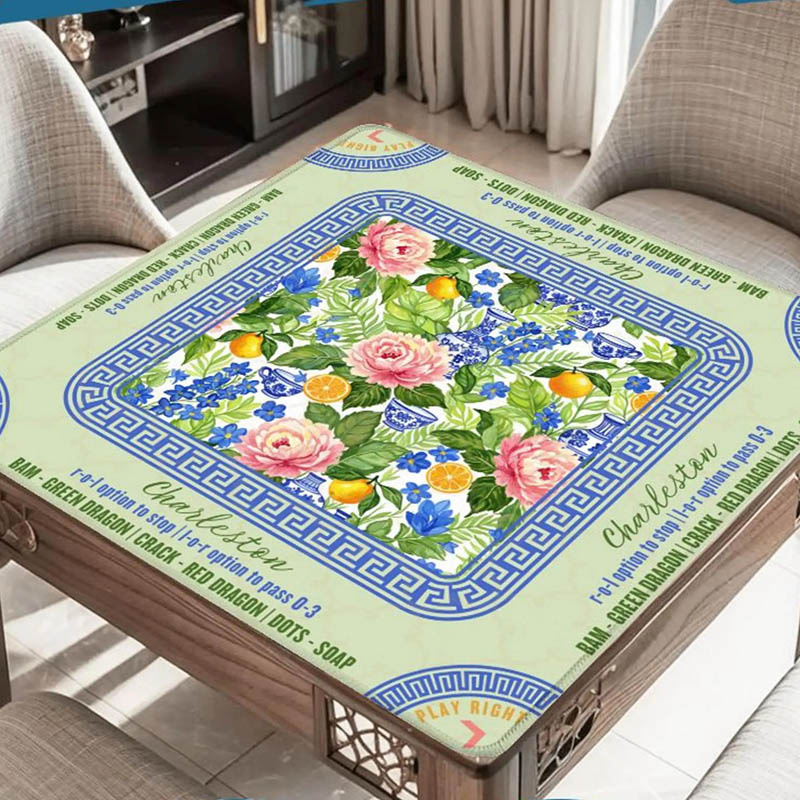 Personalized Watercolor Flowers Learning Mahjong Mat Charleston Mahjong Playing Mat Mahjong Rules Reference Mat Non Slip Mahjong Table Mat Gift for Mahjong Lovers