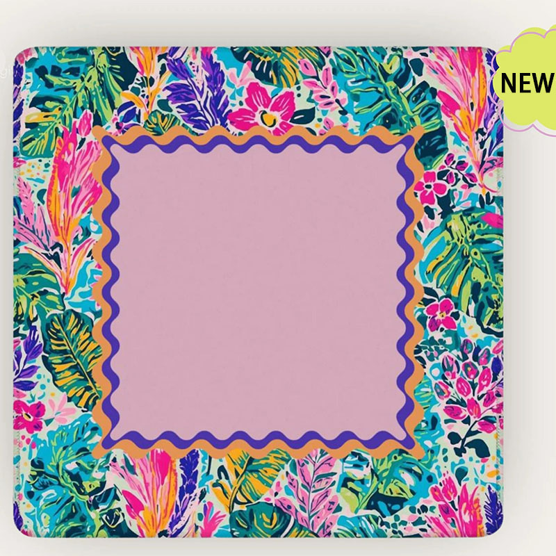 Personalized Tropical Floral Mahjong Mat Pink Center Mahjong Playing Mat Colorful Non Slip Mahjong Table Mat Gift for Mahjong Lovers