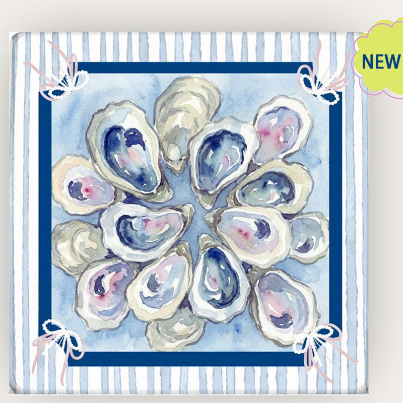 Personalized Oyster Mahjong Playing Mat Coastal Mahjong Table Mat Blue Preppy Mahjong Game Accessory Grandmillenial for Game Nigth Holidays