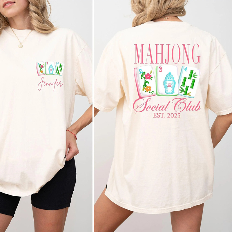 Personalized Mahjong Social Club Shirt for Mahjong Lover T-Shirt Matching Mahjong Club Tee Custom Mahjong Tournament Mahj Tee