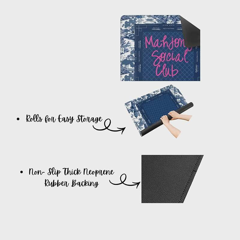 Personalized Bluebird Custom Monogram Mahjong Game Mat Table Cover Game Surface Travel Portable Playing for Game Night