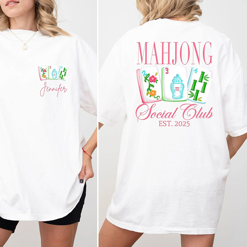 Personalized Mahjong Social Club Shirt for Mahjong Lover T-Shirt Matching Mahjong Club Tee Custom Mahjong Tournament Mahj Tee