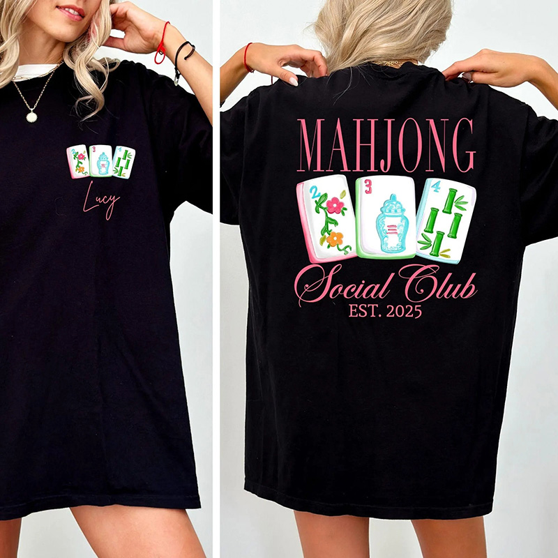 Personalized Mahjong Social Club Shirt for Mahjong Lover T-Shirt Matching Mahjong Club Tee Custom Mahjong Tournament Mahj Tee