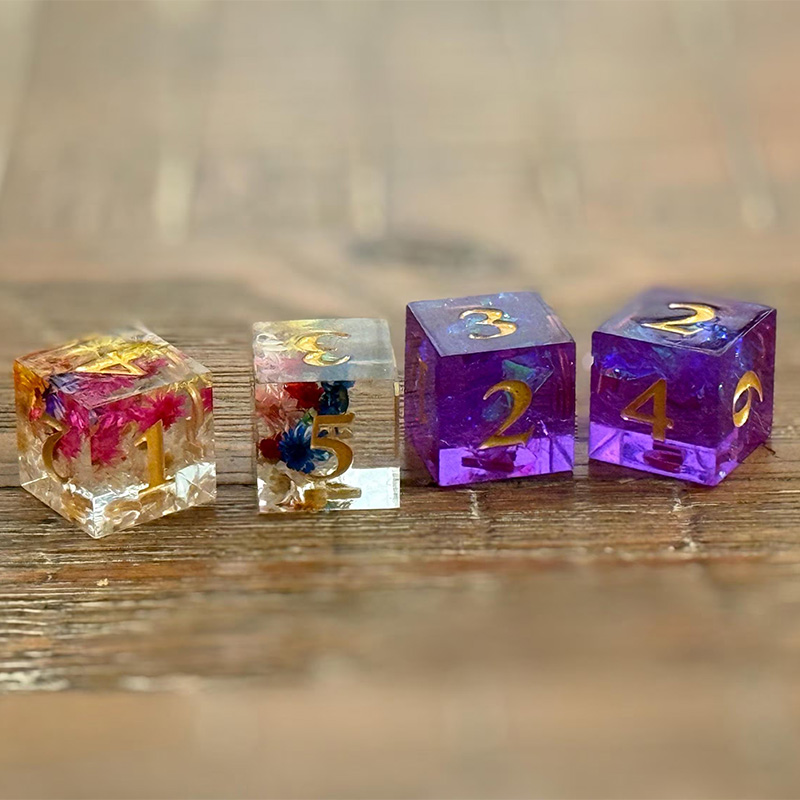 Personalized Mahjong Pair of Flower Dice or Purple Prism Dice Set of 2