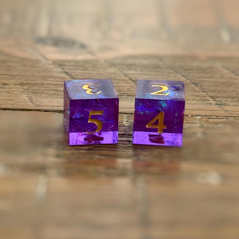 Personalized Mahjong Pair of Flower Dice or Purple Prism Dice Set of 2