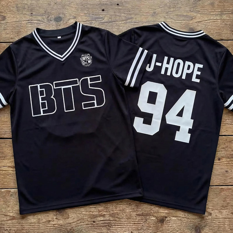Personalized BTS Kpop Football Jersey Unisex Fan Merch SUGA Jersey Custom Name Number BTS Fan Lovers Players of All Age Kpop Concert Shirt