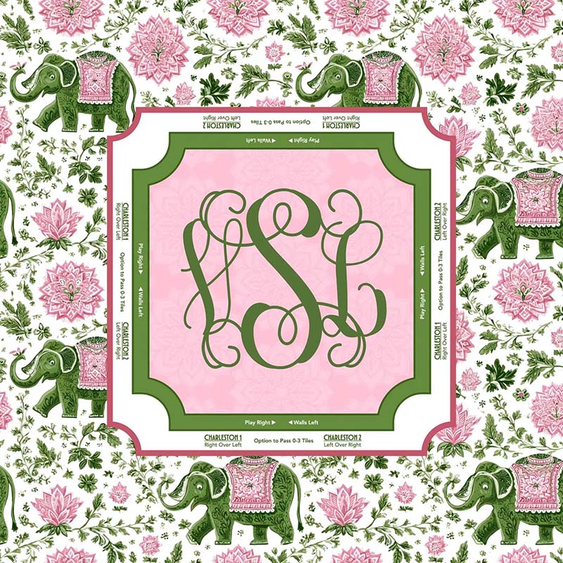 Personalized Jade Elephant Custom Monogram Mahjong Game Mat Table Cover Game Surface Travel Portable Playing for Game Night
