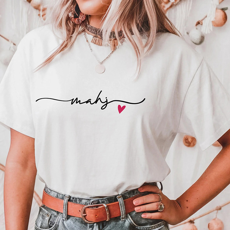 Personalized Mahj Shirt with Heart Mahjong Lover Gift Cozy Crewneck Mahjong Night Outfit Funny Mahjong Group Tshirt Mahjong Friend Gift