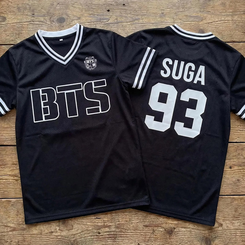 Personalized BTS Kpop Football Jersey Unisex Fan Merch SUGA Jersey Custom Name Number BTS Fan Lovers Players of All Age Kpop Concert Shirt