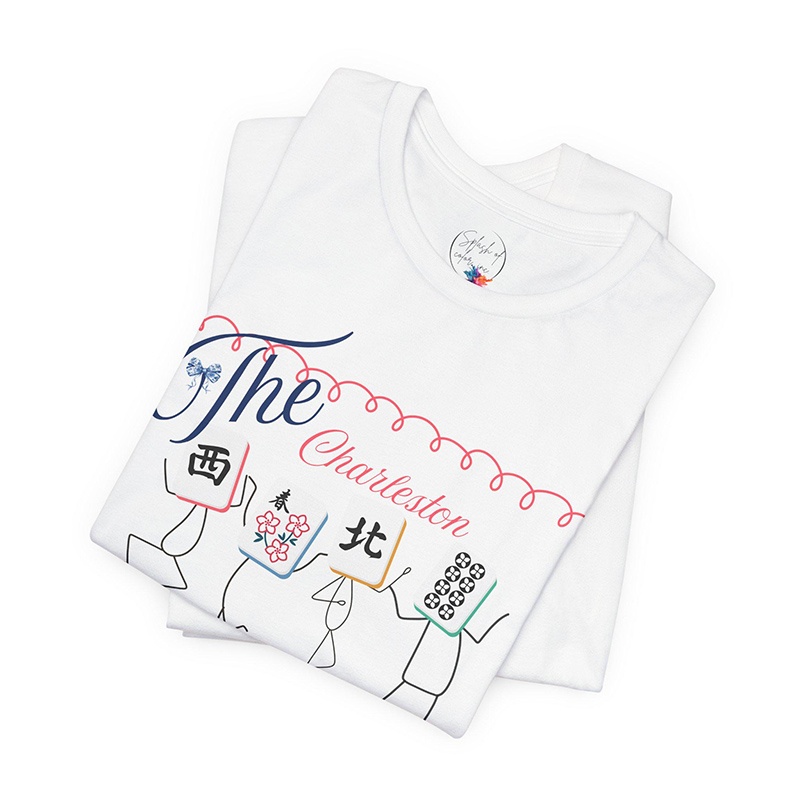 Personalized Charleston Mahjong Classic T-Shirts Dance T-Shirts Custom Tiles and Text for Mahjong Lovers Dance Lovers for Holiday Party Game Night for Family Friends