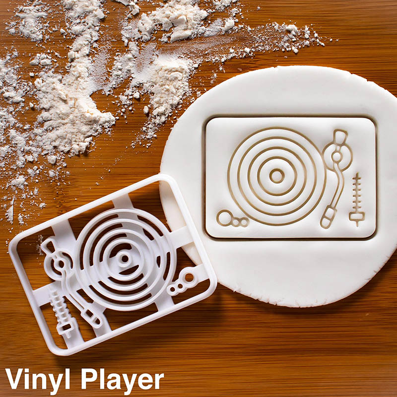 Personalized Vinyl Player Cookie Cutter Bakerlogy Biscuit Cutters Record Player Turntable for Music Lovers