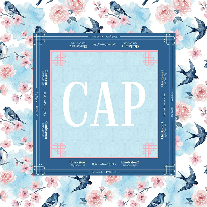 Personalized Bluebird Custom Monogram Mahjong Game Mat Table Cover Game Surface Travel Portable Playing for Game Night