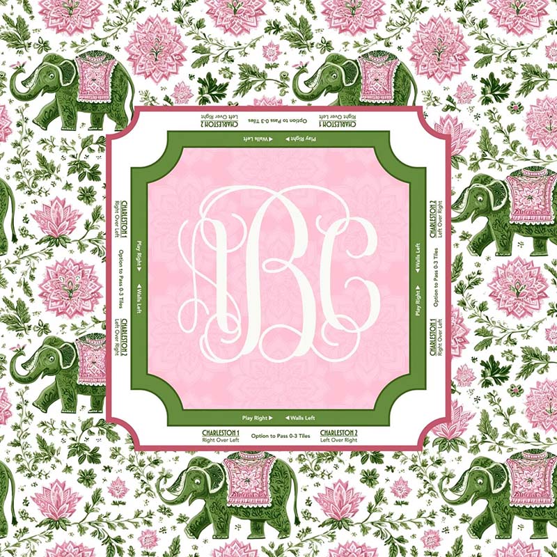 Personalized Jade Elephant Custom Monogram Mahjong Game Mat Table Cover Game Surface Travel Portable Playing for Game Night