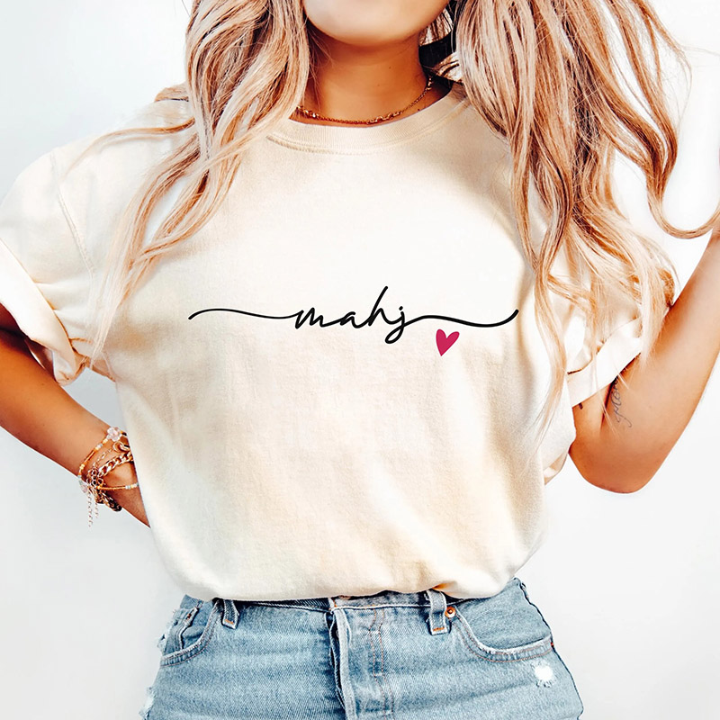 Personalized Mahj Shirt with Heart Mahjong Lover Gift Cozy Crewneck Mahjong Night Outfit Funny Mahjong Group Tshirt Mahjong Friend Gift