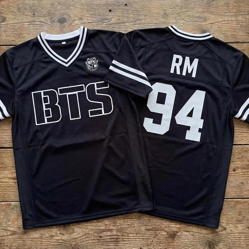Personalized BTS Kpop Football Jersey Unisex Fan Merch SUGA Jersey Custom Name Number BTS Fan Lovers Players of All Age Kpop Concert Shirt