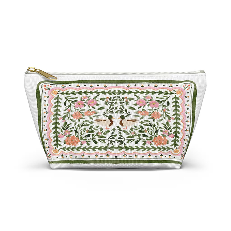 Personalized Preppy Mahjong Tile Bag Makeup Bag Floral Duck Design Bridesmaid Accessory for Game Night Wedding Parties