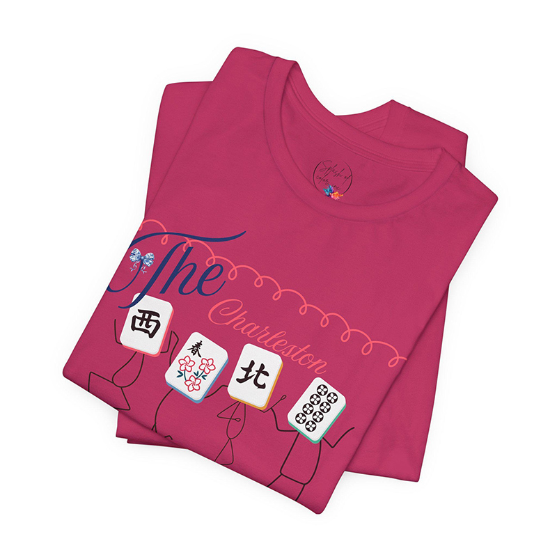 Personalized Charleston Mahjong Classic T-Shirts Dance T-Shirts Custom Tiles and Text for Mahjong Lovers Dance Lovers for Holiday Party Game Night for Family Friends