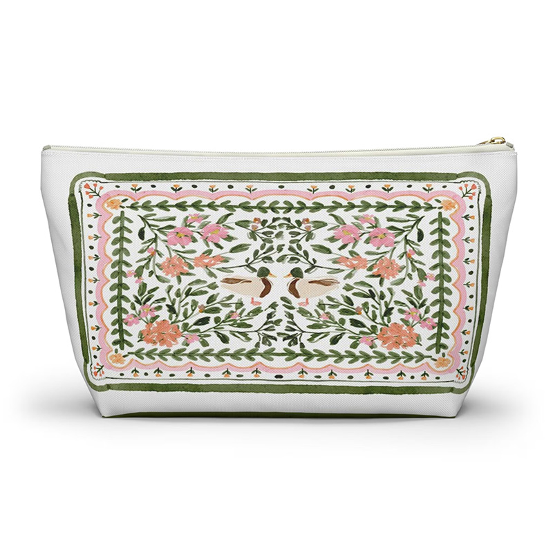 Personalized Preppy Mahjong Tile Bag Makeup Bag Floral Duck Design Bridesmaid Accessory for Game Night Wedding Parties