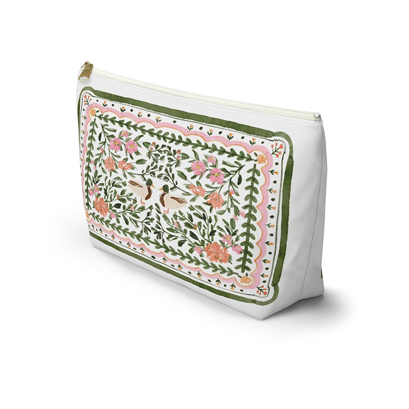 Personalized Preppy Mahjong Tile Bag Makeup Bag Floral Duck Design Bridesmaid Accessory for Game Night Wedding Parties