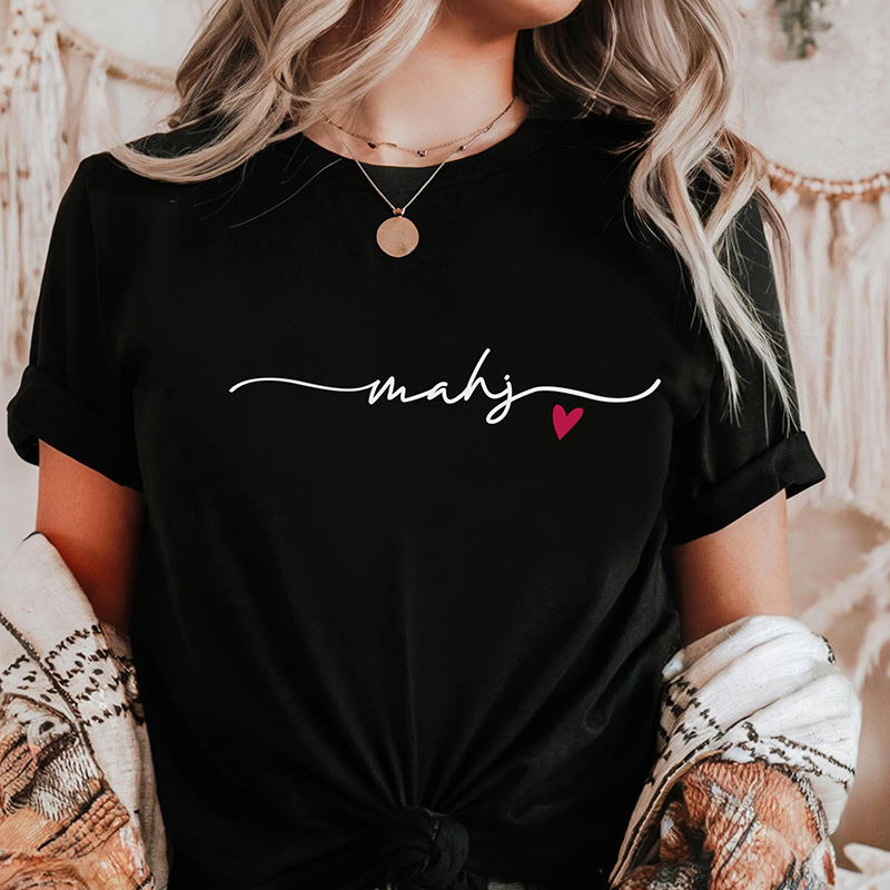 Personalized Mahj Shirt with Heart Mahjong Lover Gift Cozy Crewneck Mahjong Night Outfit Funny Mahjong Group Tshirt Mahjong Friend Gift