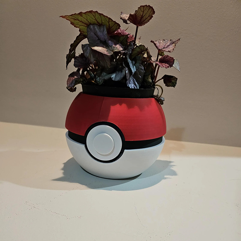 Personalized Pokéball Planter Succulent Pot 3D Printed Housewarming Gift Fun Gift for Anime Lovers Game Lovers