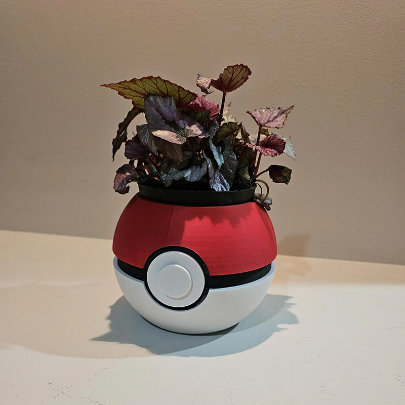 Personalized Pokéball Planter Succulent Pot 3D Printed Housewarming Gift Fun Gift for Anime Lovers Game Lovers