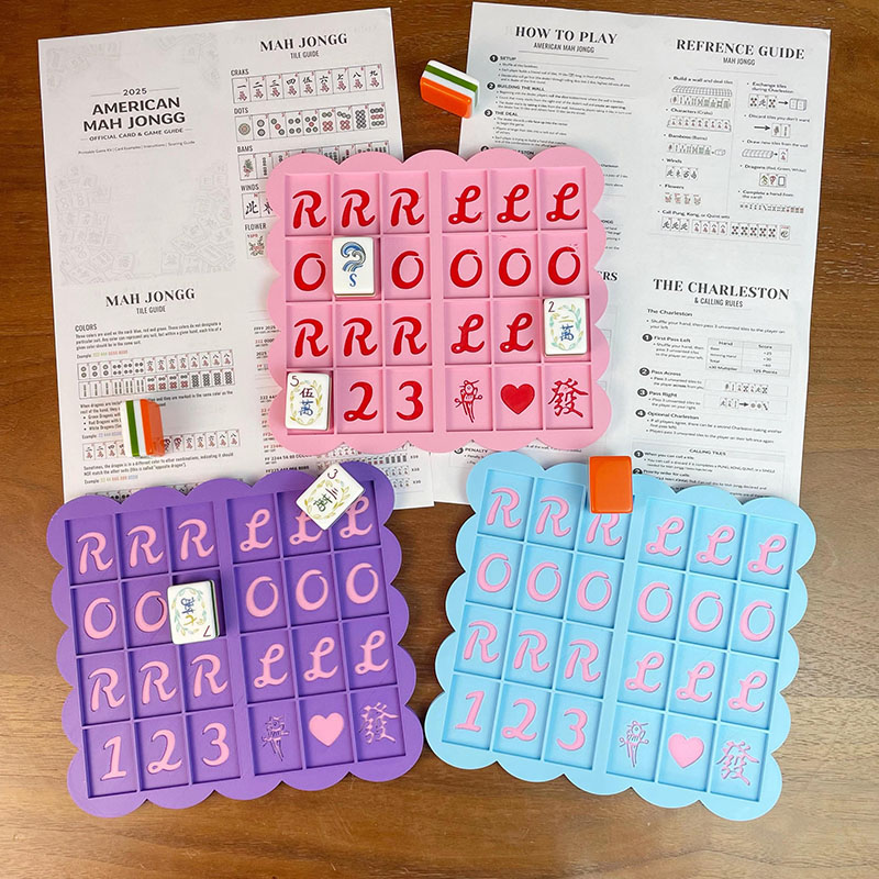 Personalized 3D Printed Mahjong Practice Board Scalloped Edge Tile Holder for Mahjong Players