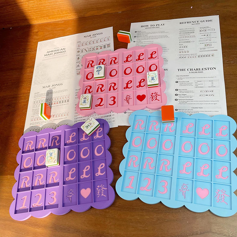 Personalized 3D Printed Mahjong Practice Board Scalloped Edge Tile Holder for Mahjong Players