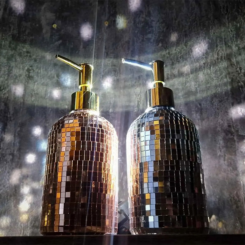 Personalized Mirror Tile Disco Ball Soap Dispenser 70s Retro Glam Decor Gift for Mom Grandma Music Lovers Dance Lovers