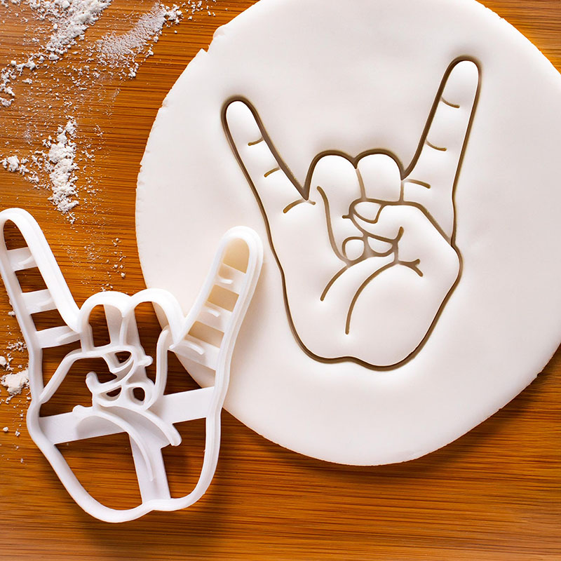 Personalized Rock Sign Cookie Cutter Heavy Metal Music Hand Gesture for Guitarists Band Members Music Lovers for Birthday Holiday Party