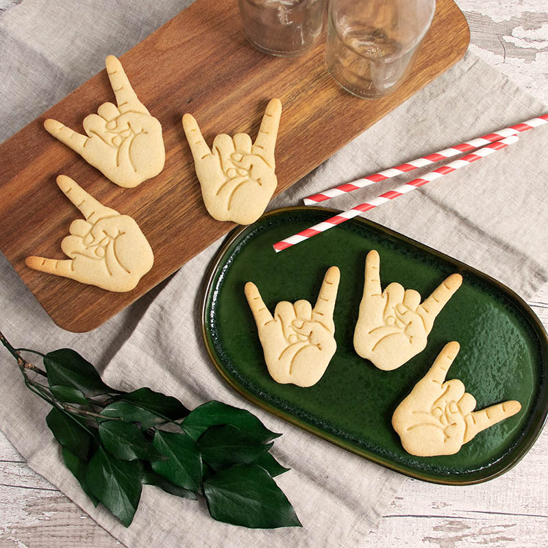 Personalized Rock Sign Cookie Cutter Heavy Metal Music Hand Gesture for Guitarists Band Members Music Lovers for Birthday Holiday Party
