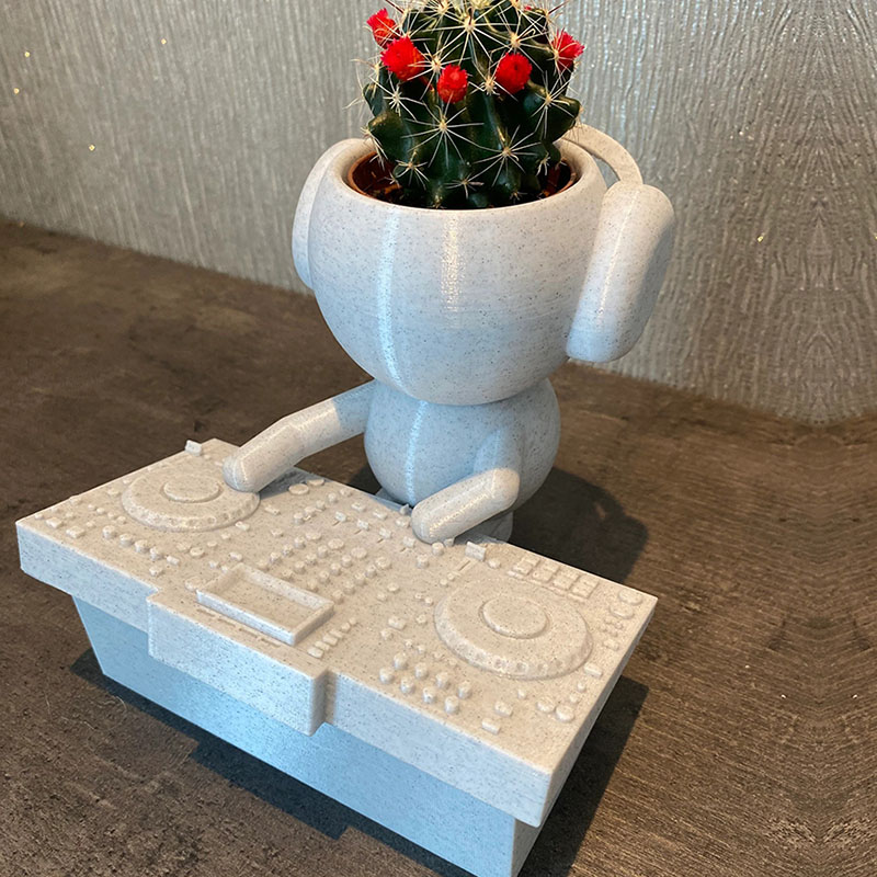 Personalized DJ Whimsical Quirky Succulent Planter Airplant Holder 3D Printed Flower Pot Gift for DJ Music Enthusiasts