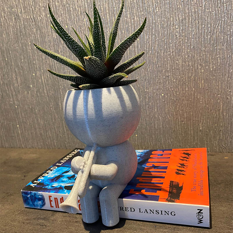 Personalized Trumpet Player Plant Pot Succulent Planter Air Plant Holder 3D Printed Flower Pot Gift for Band Members Music Lovers