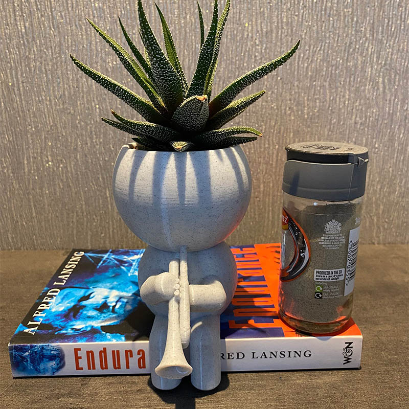 Personalized Trumpet Player Plant Pot Succulent Planter Air Plant Holder 3D Printed Flower Pot Gift for Band Members Music Lovers