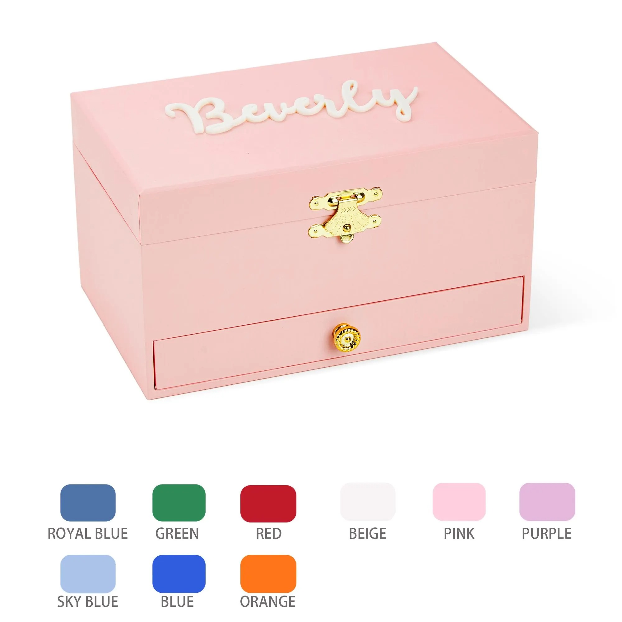 Personalized Ballerina Musical Jewelry Box  Custom Name Keepsake Box  Max 10 Letters with Mirror for Little Girls