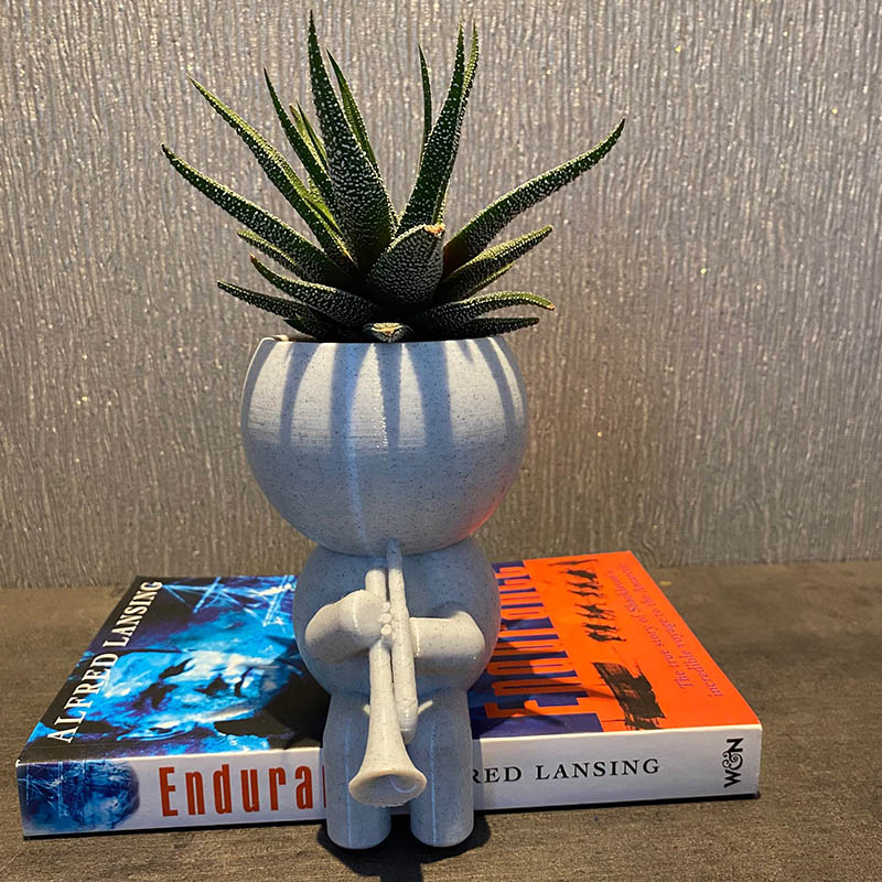 Personalized Trumpet Player Plant Pot Succulent Planter Air Plant Holder 3D Printed Flower Pot Gift for Band Members Music Lovers