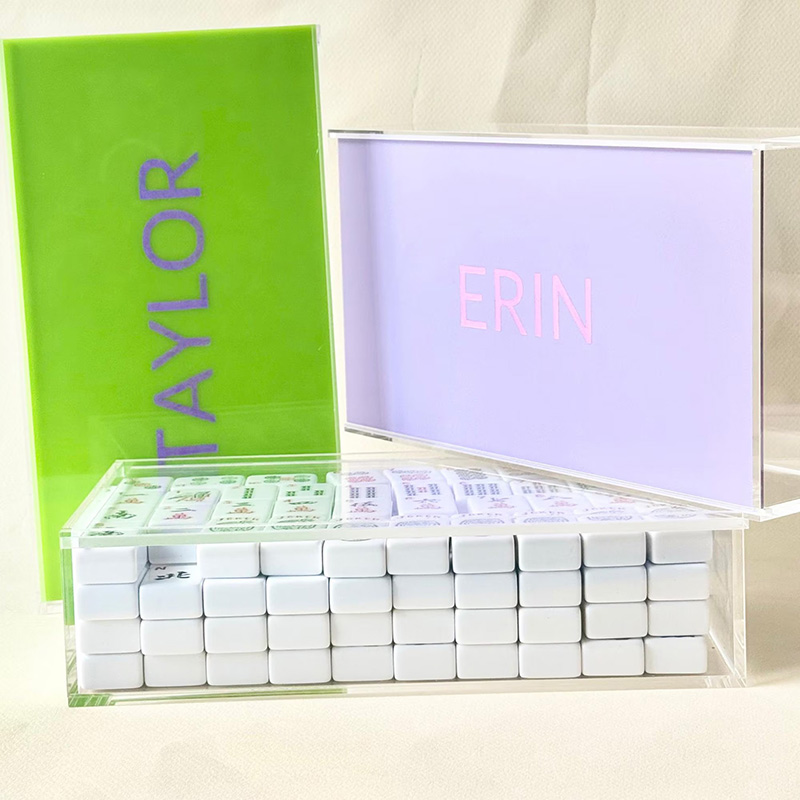 Personalized Mahjong Tile Storage Box Clear Acrylic Durable Organizer Case for American Mahjong Tiles Elegant Mahjong Accessories Gift for Game Night