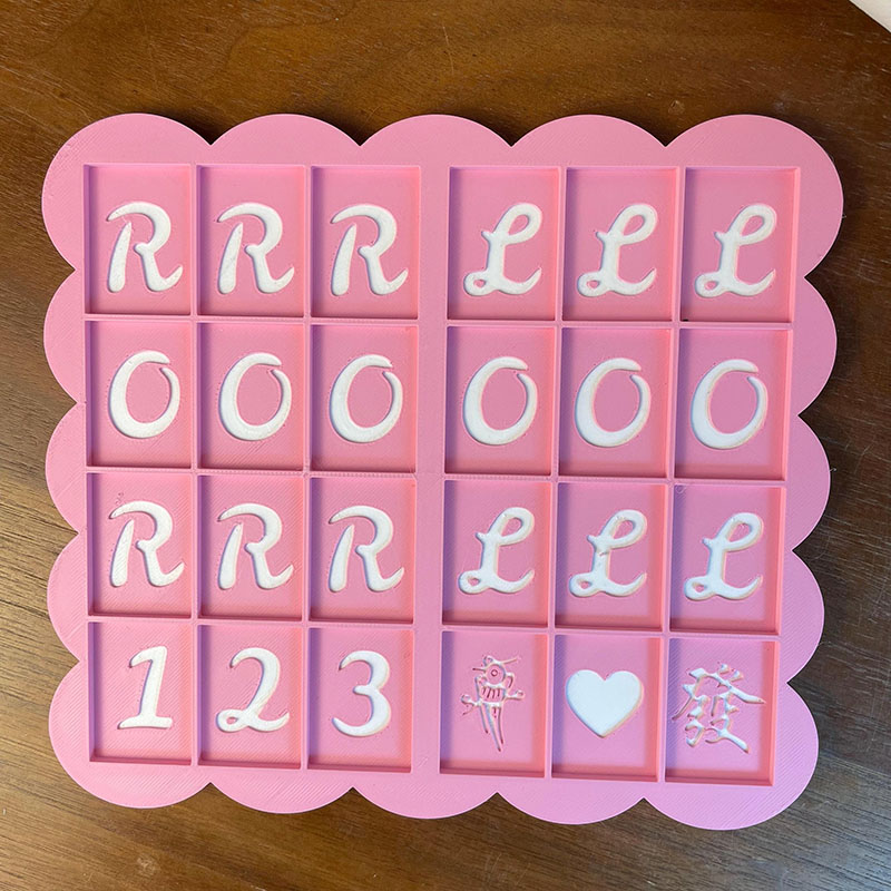 Personalized 3D Printed Mahjong Practice Board Scalloped Edge Tile Holder for Mahjong Players