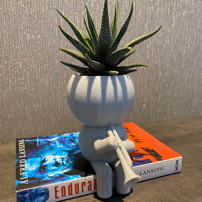 Personalized Trumpet Player Plant Pot Succulent Planter Air Plant Holder 3D Printed Flower Pot Gift for Band Members Music Lovers
