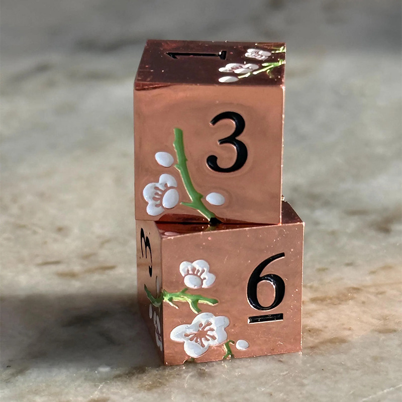 Personalized Mahjong Metal Dice Multi-Color Available Solid Metal Dice Set of 2