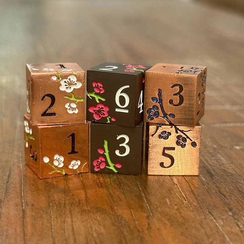 Personalized Mahjong Metal Dice Multi-Color Available Solid Metal Dice Set of 2